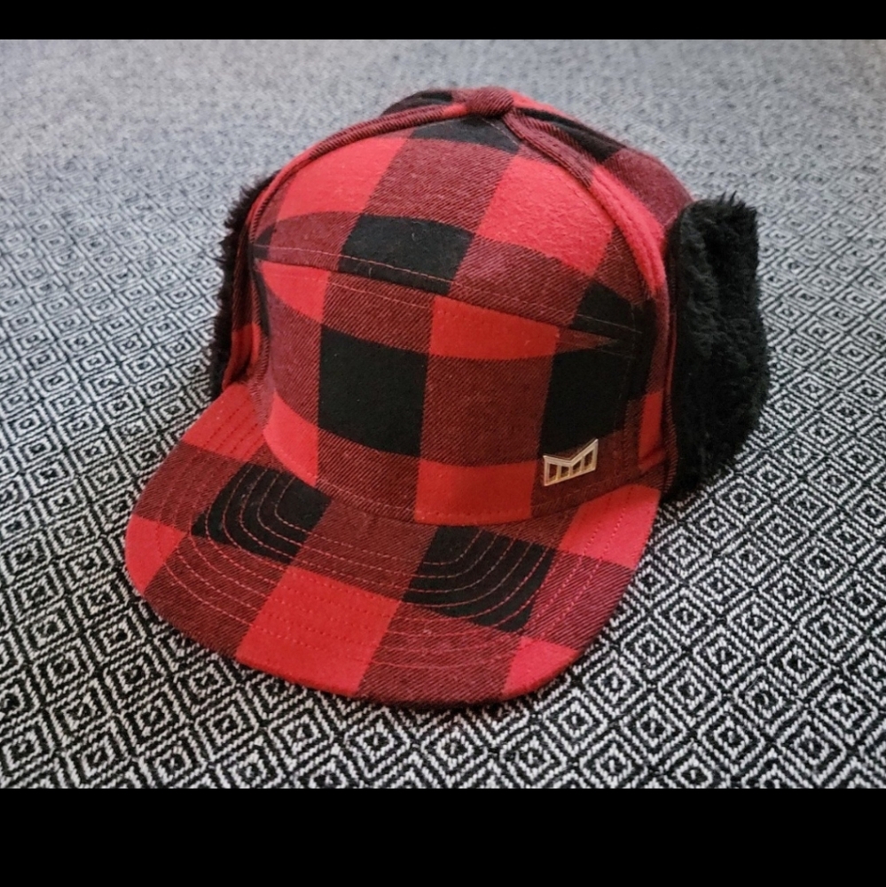 Red and Black Plaid Men's Hat